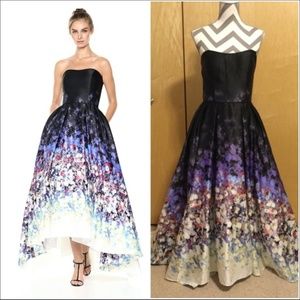 Strapless Floral Prom Evening Gown Military Ball